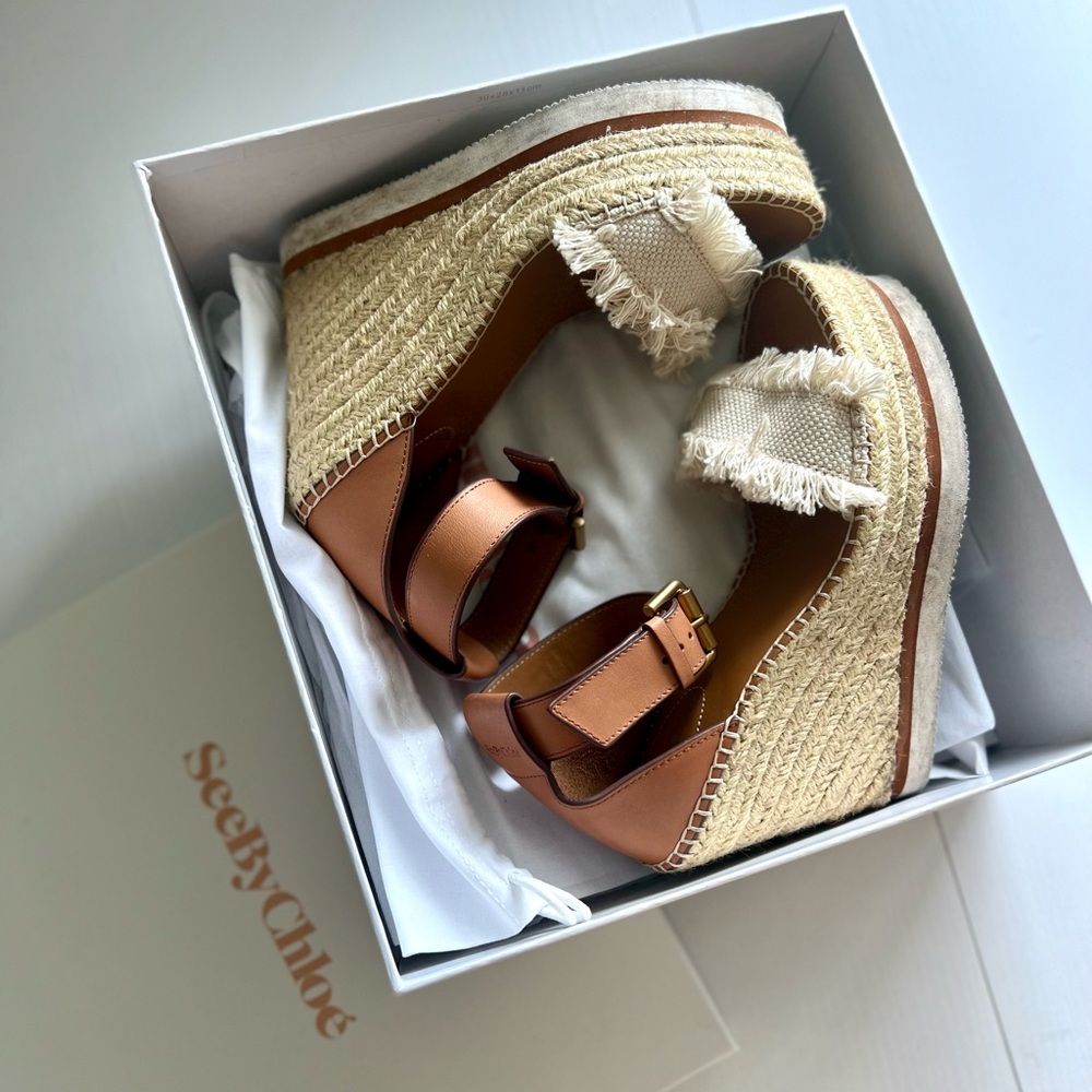 SEE BY CHLOE Tan Glyn Espadrille Sandals - Size 37